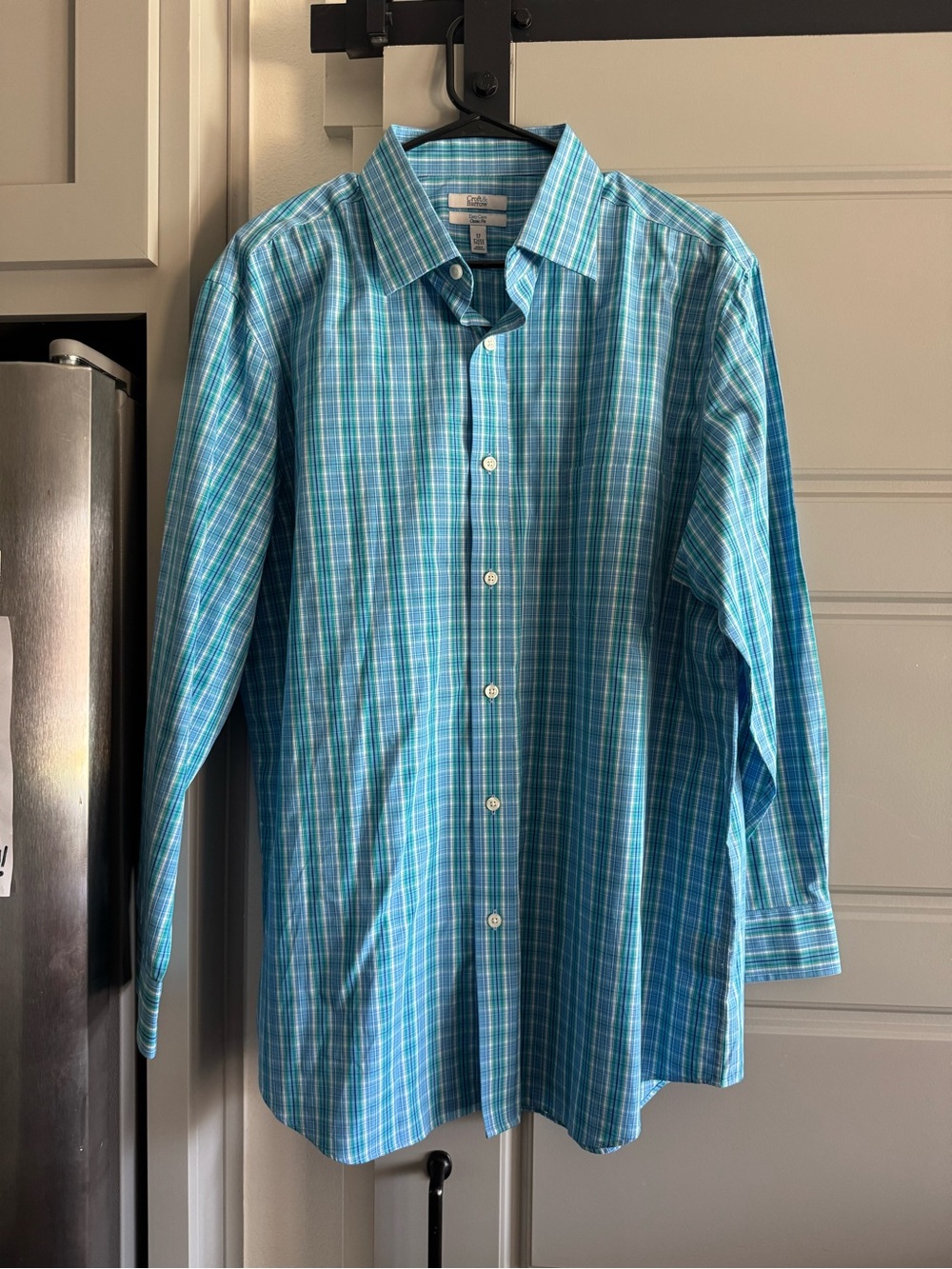 croft & barrow Blue and Turquoise Plaid Dress Shirt